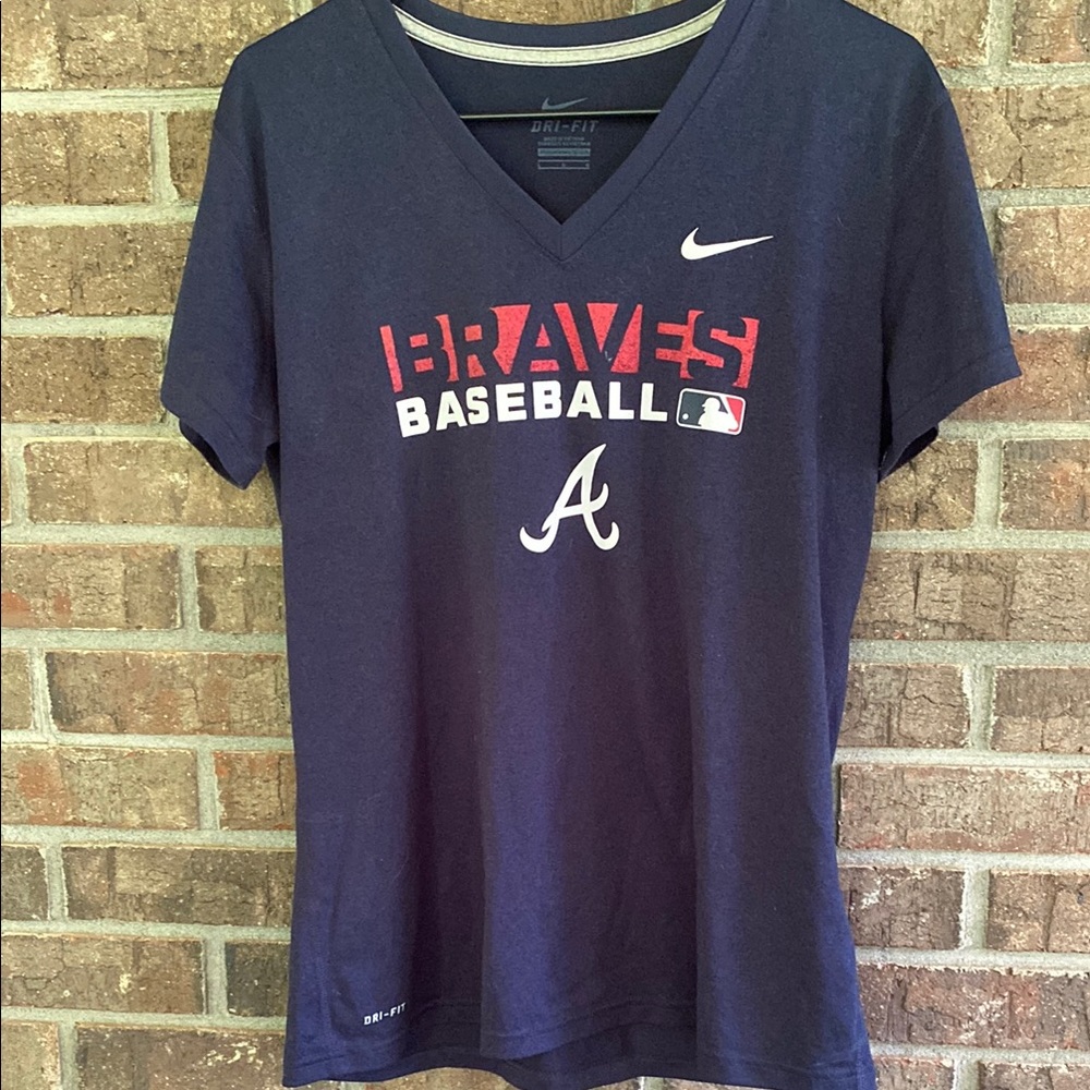 Nike Navy Braves Dri Fit Baseball Tee